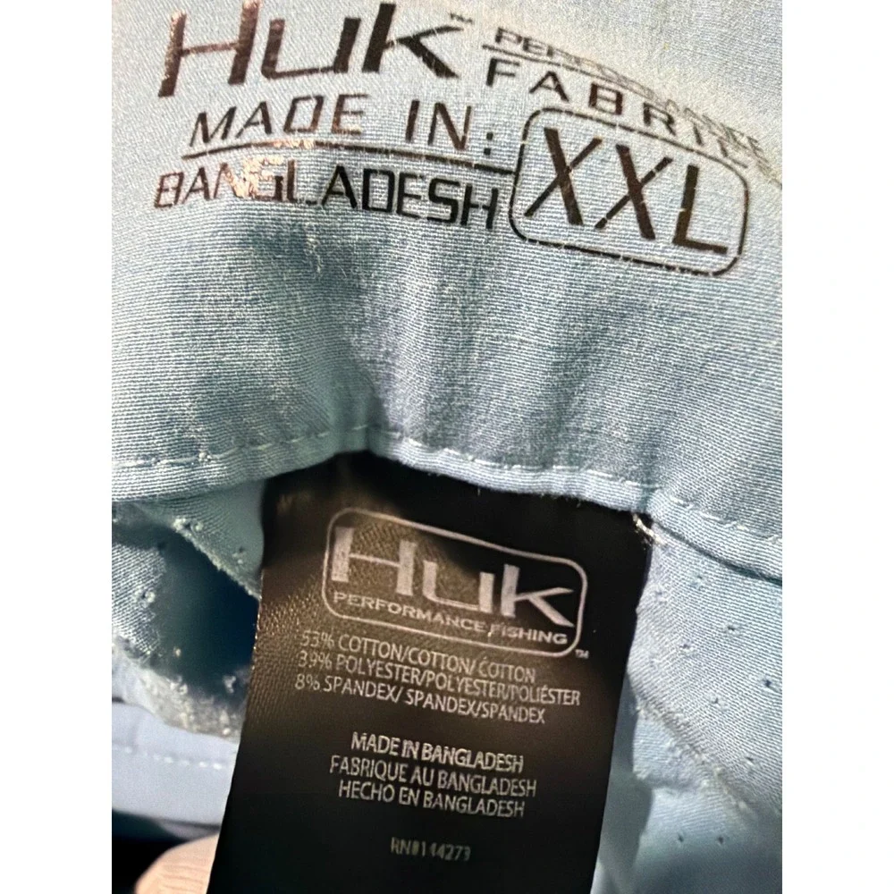 Huk Performance Fishing Shorts Men XXL Light Blue Zippered Cargo Pockets 38